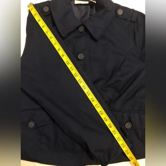 Studio Works navy blue jacket; wonderful button accents at wrists & back, 1X - Picture 7 of 11